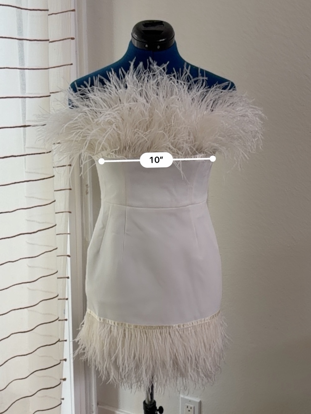 NEW! Bronx and Banco Lola Blanc Mini Feather Dress in White Size S - Picture 7 of 16